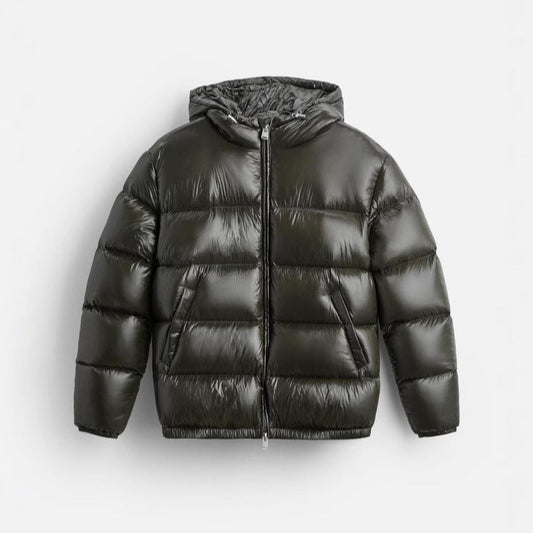 Daniel | Men's Glossy Quilted Jacket with Adjustable Hood