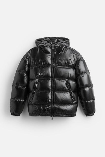 Daniel | Men's Glossy Quilted Jacket with Adjustable Hood