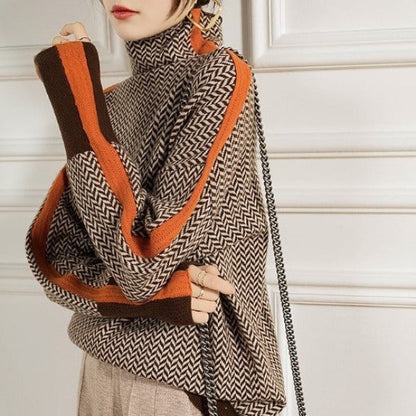 Sandra | Luxe Turtleneck Sweater with Herringbone Pattern