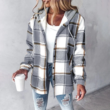 Lily | Women's Plaid Autumn Jacket with Hood