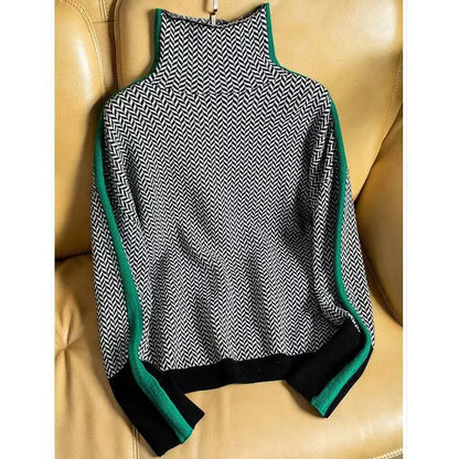 Sandra | Luxe Turtleneck Sweater with Herringbone Pattern