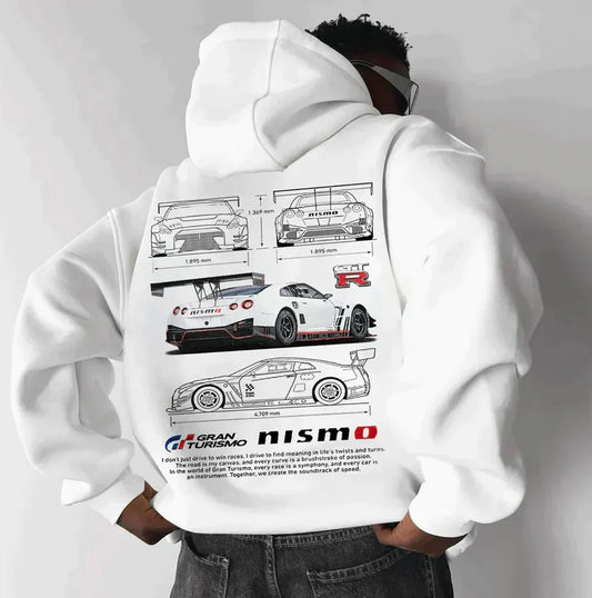 Ethan | Men's Oversized Racing Hoodie with Graphic Print