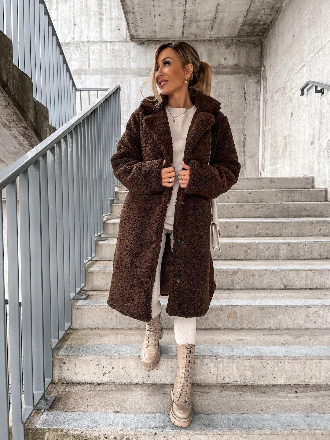 Emily | Long Wool Winter Coat with Button Closure
