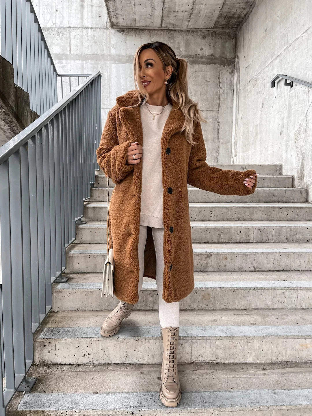 Emily | Long Wool Winter Coat with Button Closure
