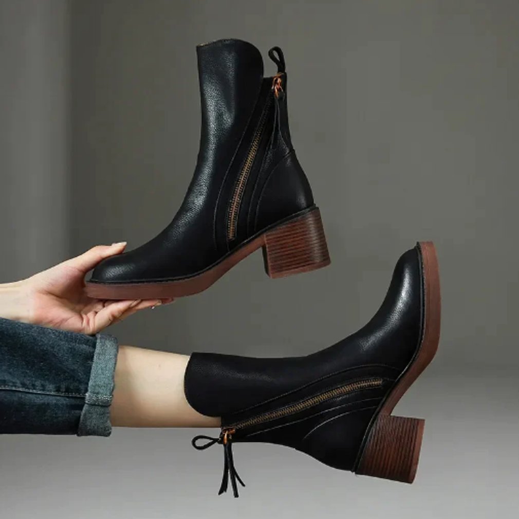 Amelia | Women's Block Heel Ankle Boots with Side-Zip