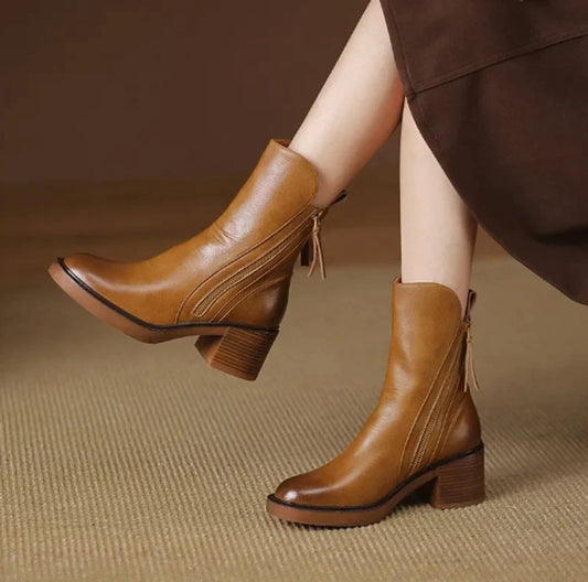 Amelia | Women's Block Heel Ankle Boots with Side-Zip