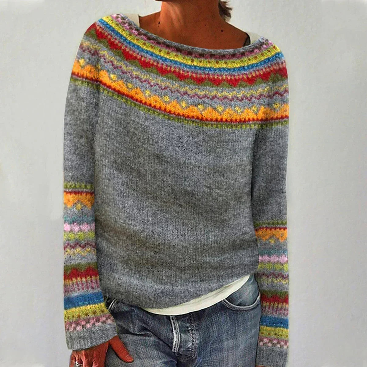 Patricia | Elegant Knit Sweater with Colorful Pattern