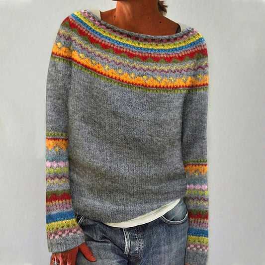 Patricia | Elegant Knit Sweater with Colorful Pattern