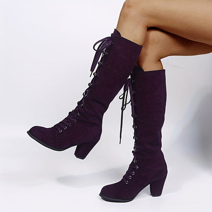 Audrey | Women's Winter Boots with Tie Detail and Chunky Heel