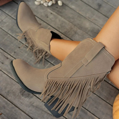 Nancy | Women's Wide Calf Western Fringe Cowboy Boots