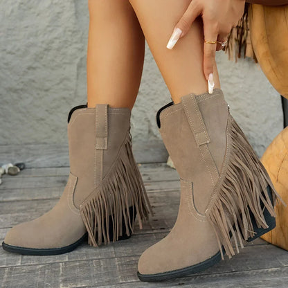 Nancy | Women's Wide Calf Western Fringe Cowboy Boots
