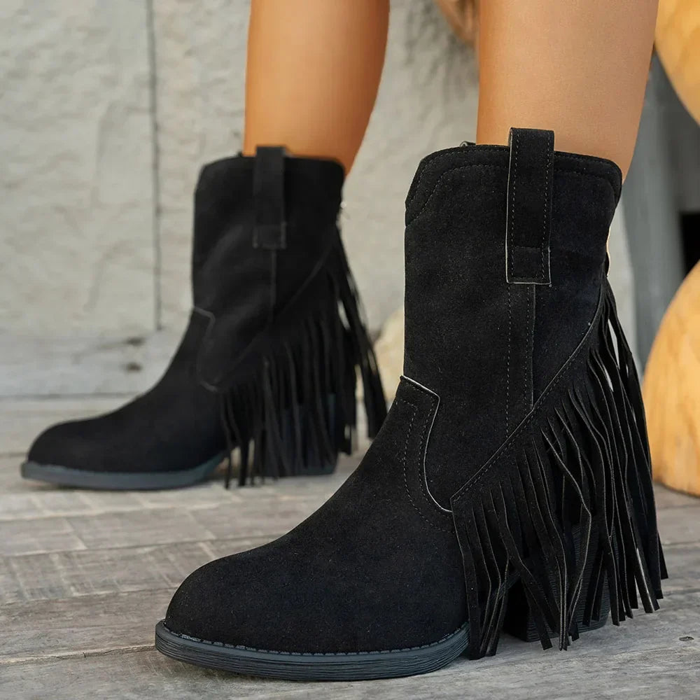 Nancy | Women's Wide Calf Western Fringe Cowboy Boots