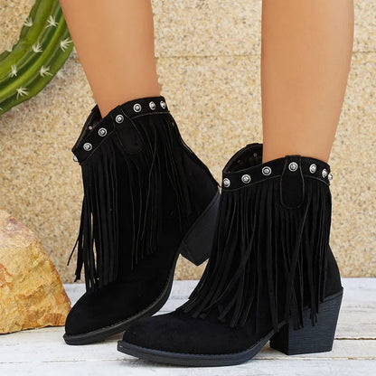 Nancy | Women's Wide Calf Western Fringe Cowboy Boots