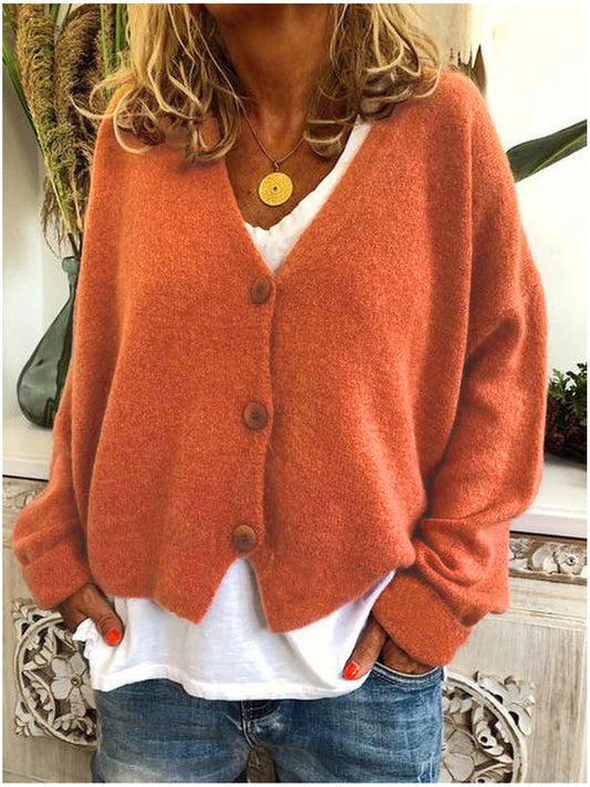 Donna | Loose Long Sleeve Knit Cardigan with V-neck