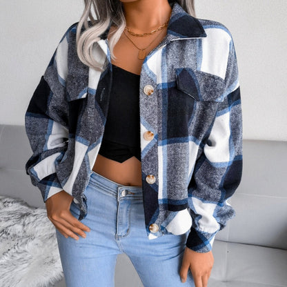 Mia | Women's Plaid Flannel Oversized Shacket with Long Sleeves