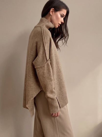 Hannah | Women's Oversize Turtleneck Knit Lounge Set with Wide Leg