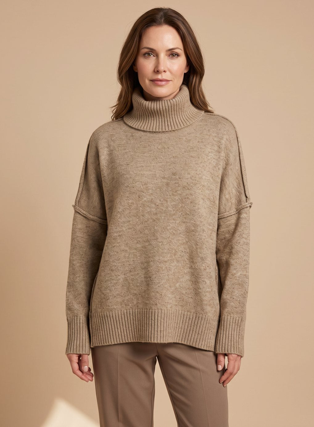 Hannah | Women's Oversize Turtleneck Knit Lounge Set with Wide Leg