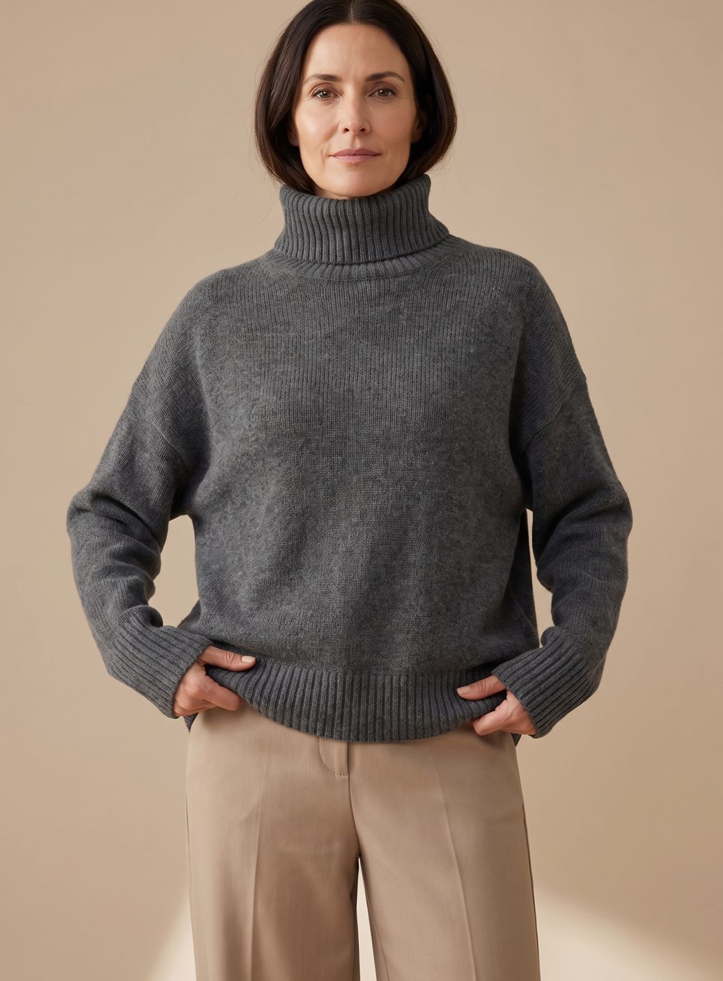 Hannah | Women's Oversize Turtleneck Knit Lounge Set with Wide Leg