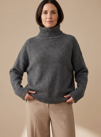 Hannah | Women's Oversize Turtleneck Knit Lounge Set with Wide Leg