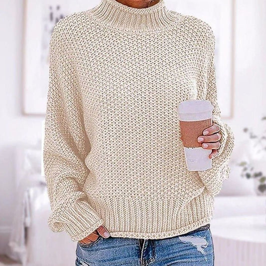Camila | Women's Chunky Knit Oversize Pullover with Turtleneck