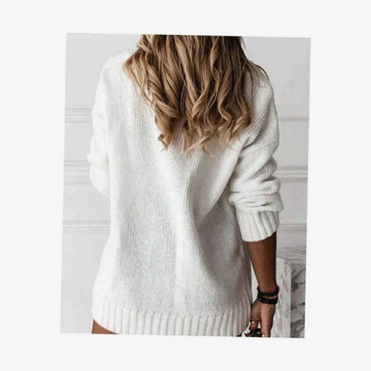 Victoria | Women's Oversize V-neck Knit Pullover with Long Sleeves