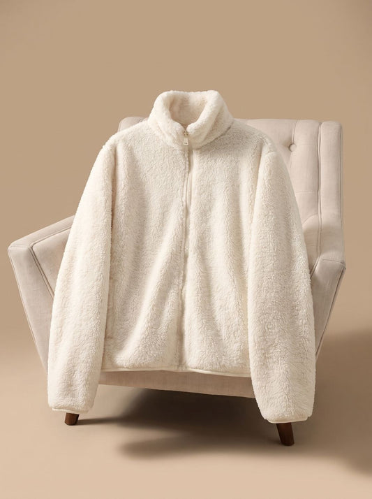 Loveday | Women's Zip Fleece Jacket with Stand-Up Collar and Oversized Fit