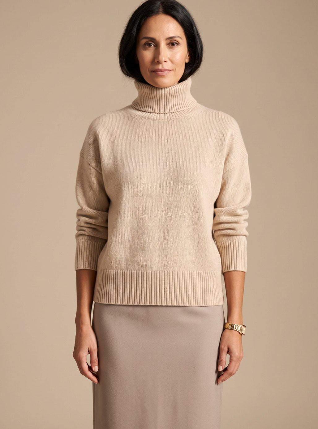 Stella | Women's Oversized Turtleneck Knit Pullover with Long Sleeves