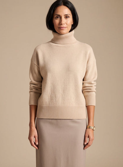 Stella | Women's Oversized Turtleneck Knit Pullover with Long Sleeves