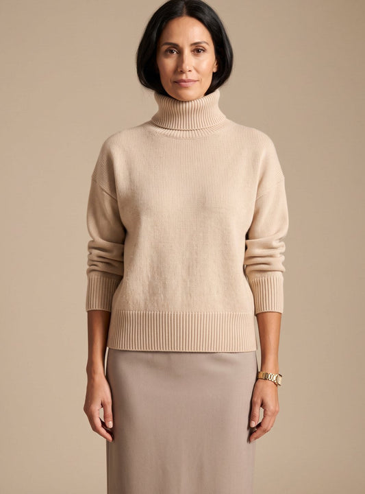 Stella | Women's Oversized Turtleneck Knit Pullover with Long Sleeves