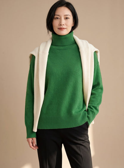 Stella | Women's Oversized Turtleneck Knit Pullover with Long Sleeves