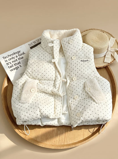 Belphoebe | Women's Dotted Quilted Vest with Teddy Lining and Stand-Up Collar