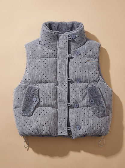 Belphoebe | Women's Dotted Quilted Vest with Teddy Lining and Stand-Up Collar