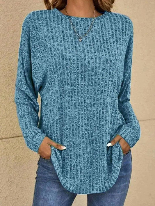 Sofia | Women's Casual Oversized Long Sleeve Pullover with Waffle-knit