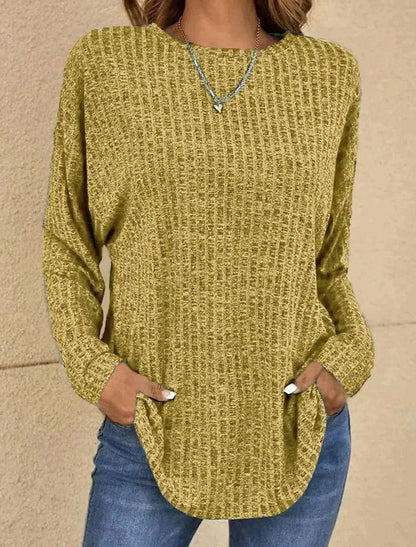 Sofia | Women's Casual Oversized Long Sleeve Pullover with Waffle-knit