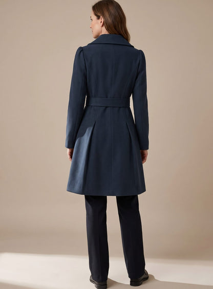Ellie | Women's Tailored Double-breasted Flared Wool Coat with Pockets