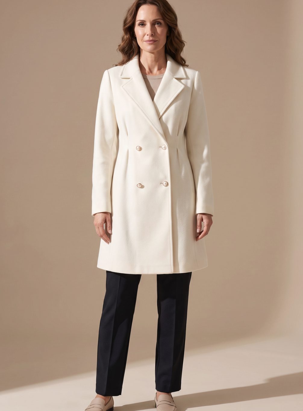 Addyson | Women's A-line Wool Coat with Double-breasted Design