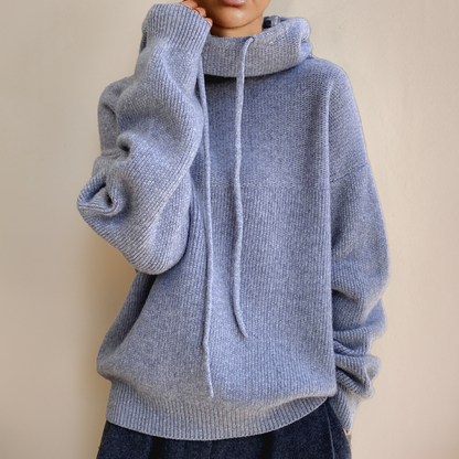 Christine | Women's Oversized Knit Hoodie with Stand Collar