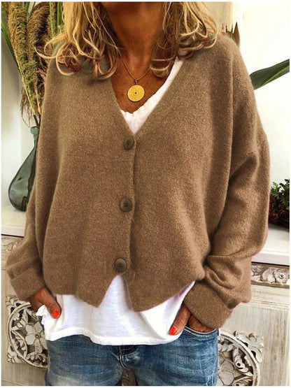 Donna | Loose Long Sleeve Knit Cardigan with V-neck