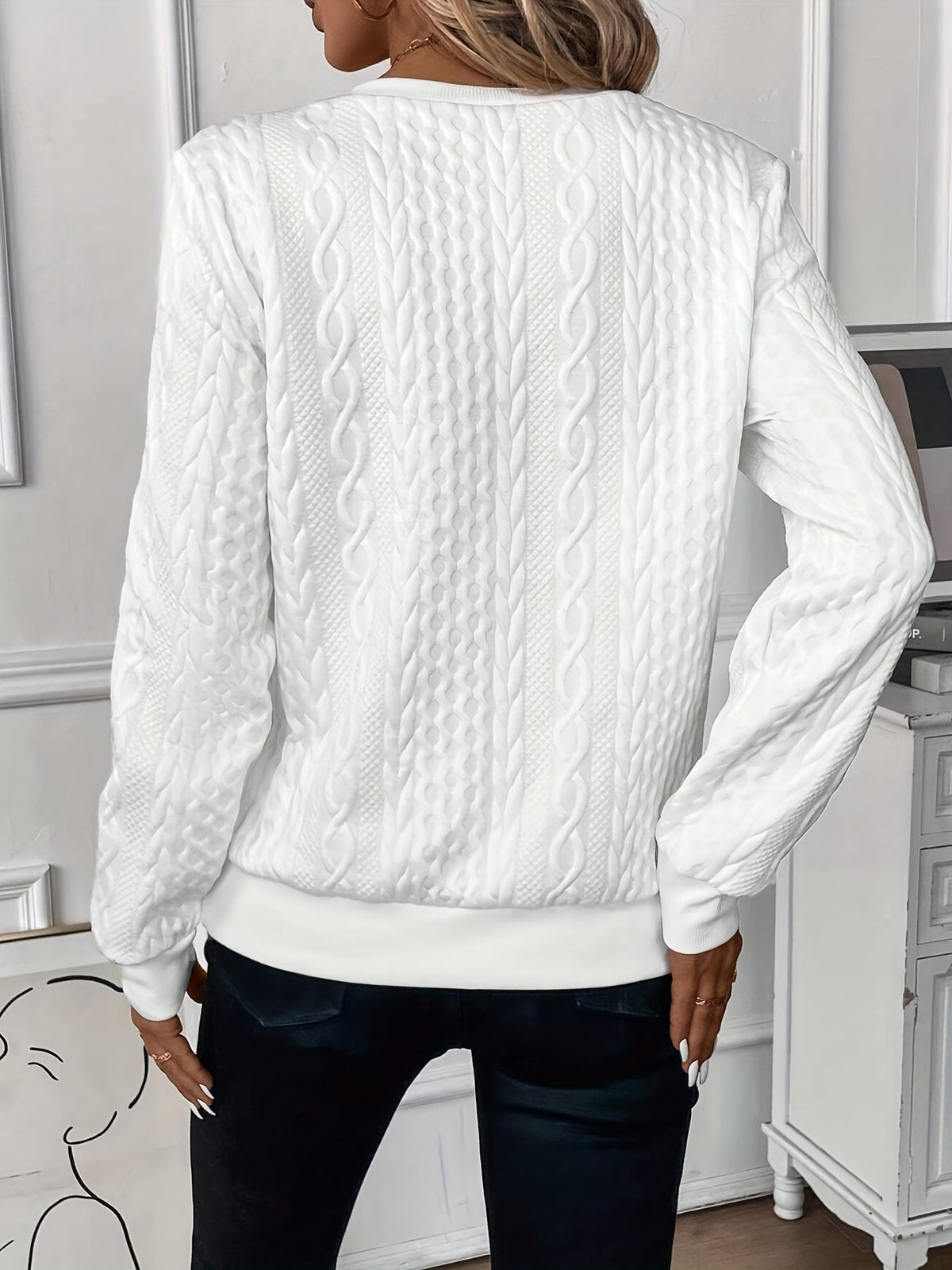 Karen | Modern Cable Knit Sweater with Zip-Up Neck