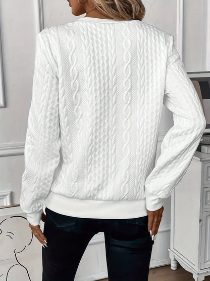 Karen | Modern Cable Knit Sweater with Zip-Up Neck