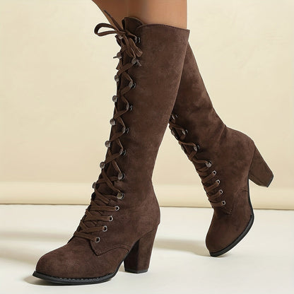 Audrey | Women's Winter Boots with Tie Detail and Chunky Heel