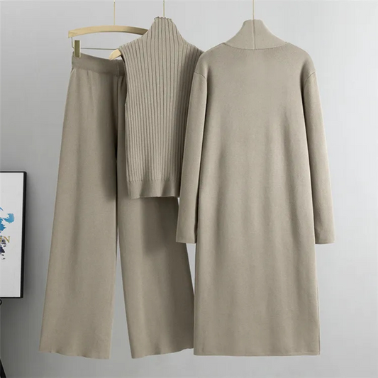 Claire | Women's Three-Piece Set with Wide-Leg Pants and Top