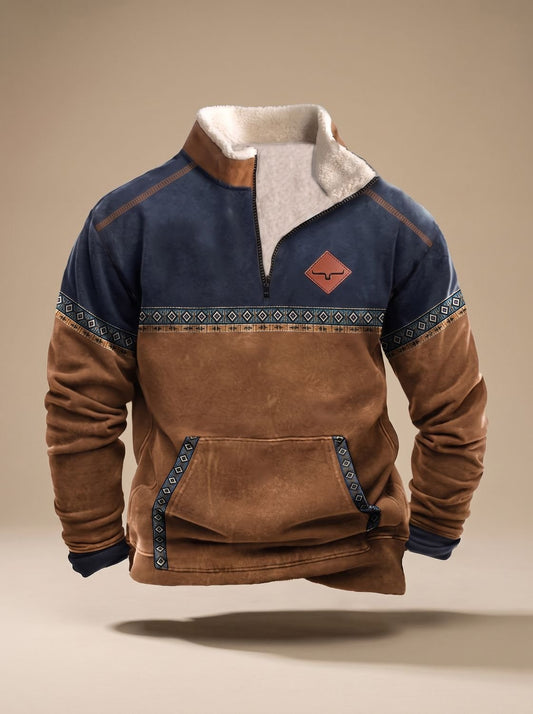 Corbinian | Men's Fleece Sweatshirt with Half-Zip and Kangaroo Pocket