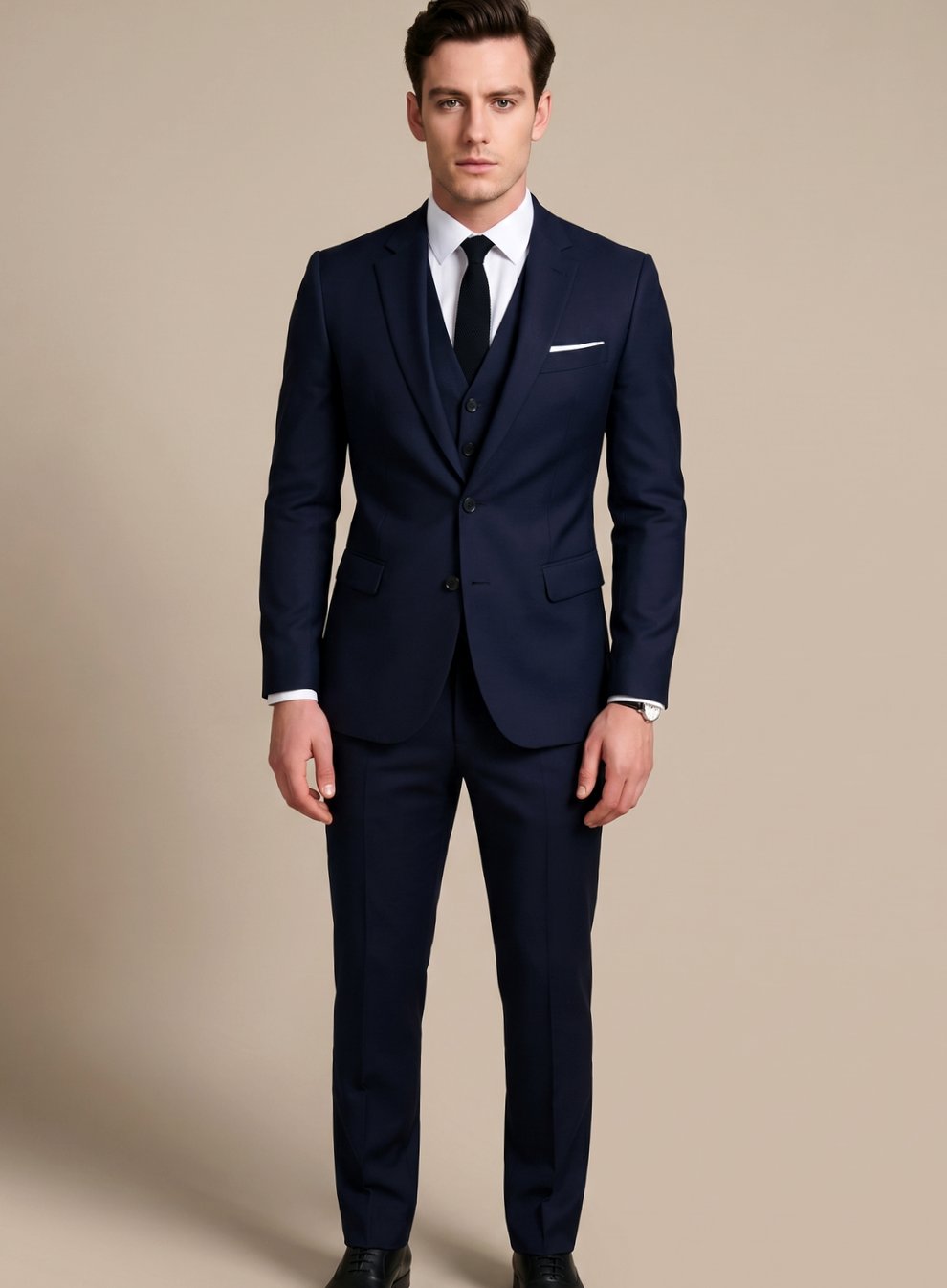 Christopher | Men's Three-piece Formal Suit with Slim-Fit and Lapel Collar