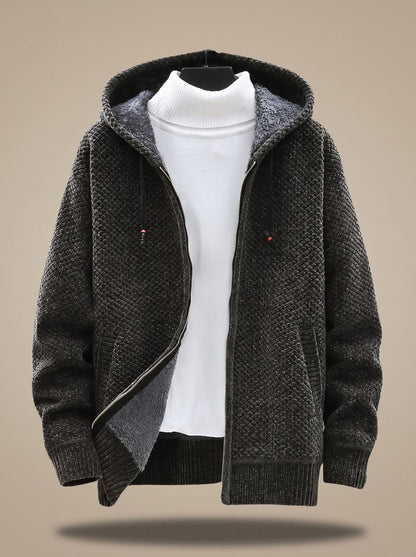 Kendrick | Men's Waffle Knit Hooded Jacket with Fleece Lining