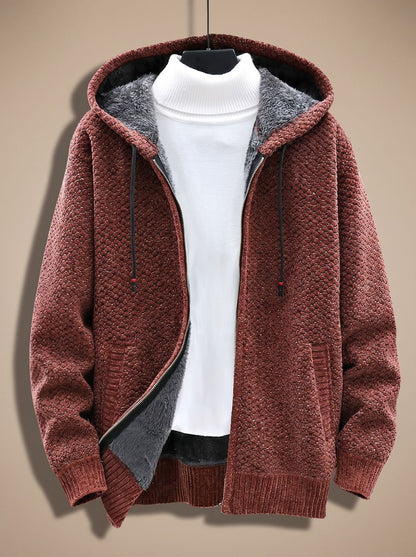 Kendrick | Men's Waffle Knit Hooded Jacket with Fleece Lining
