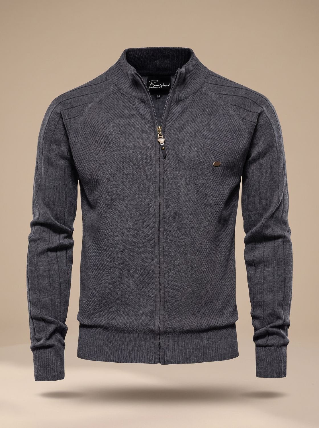 Gethin | Men's Zip Cardigan with Stand-Up Collar and Slim Fit
