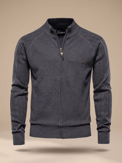 Gethin | Men's Zip Cardigan with Stand-Up Collar and Slim Fit