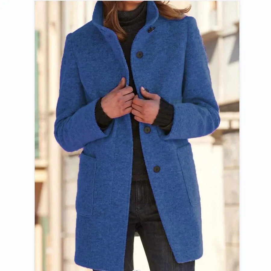 Hannah | Elegant Wool Coat with Stand Collar