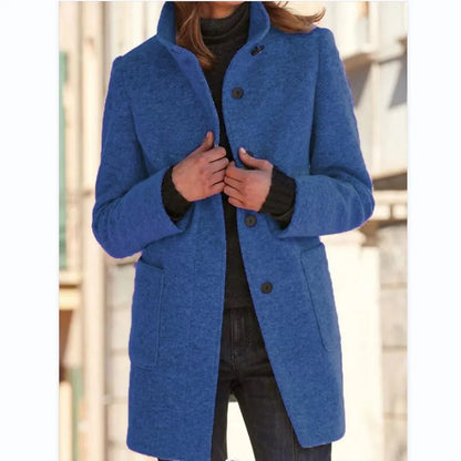 Hannah | Elegant Wool Coat with Stand Collar